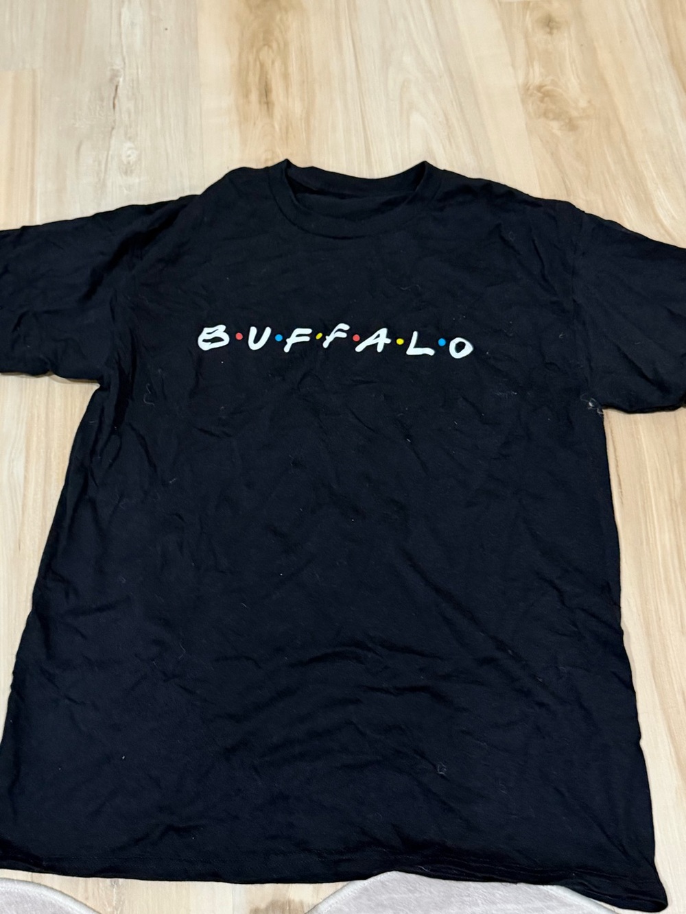 Buffalo Black Graphic Logo Tee with Multicolor Dots